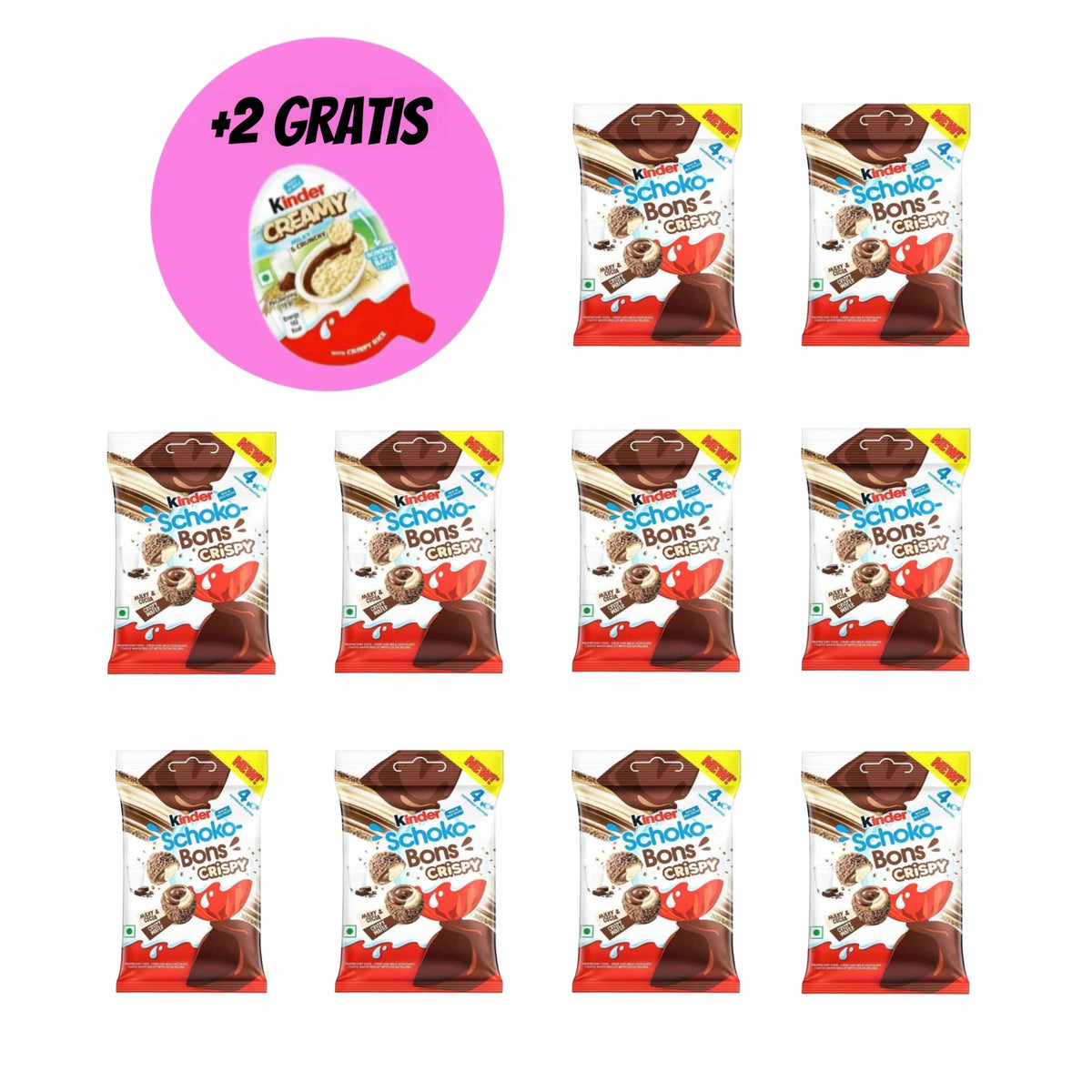 CandyPeak 10x SchokoBons Crispy 22,4g + 2x Kinder Creamy gratis