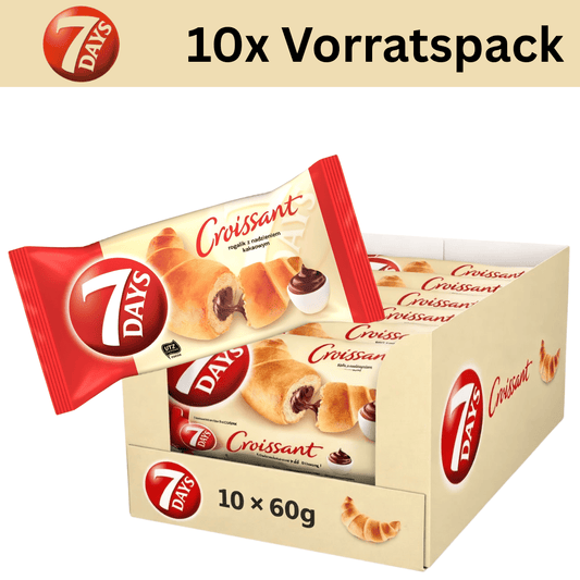 7Days 10x 7Days Croissant mit Kakaocremefüllung 60g (Vorratspack)
