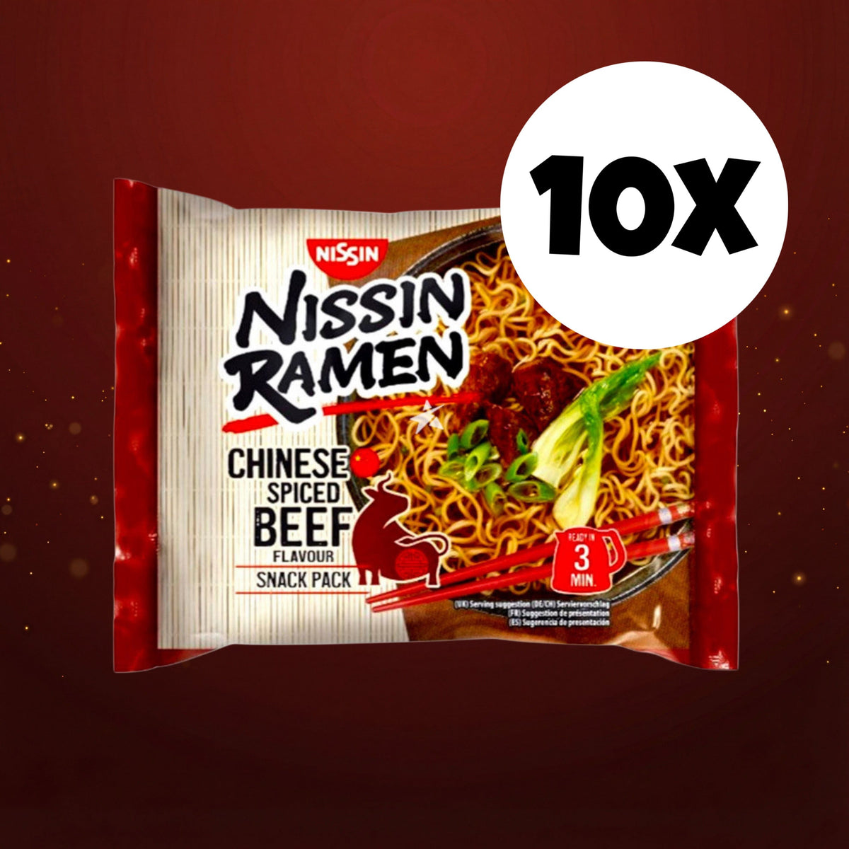 Nissin 10x Chinese Spiced Beef 65,2g 10x Nissin Instant-Ramen 65,2g (MHD) in versch. Sorten