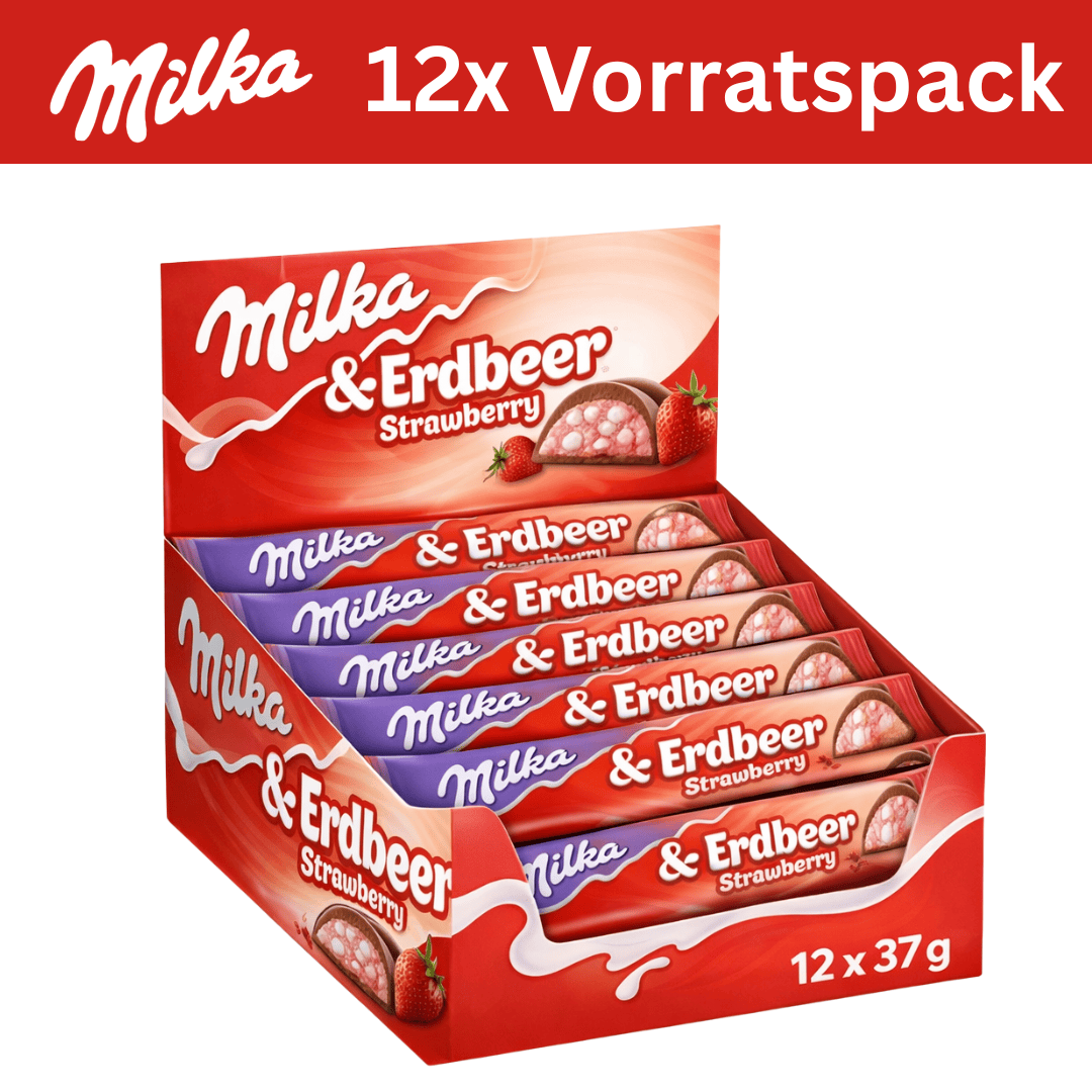 Milka 12x Milka & Strawberry Riegel 37g (Vorratspack)