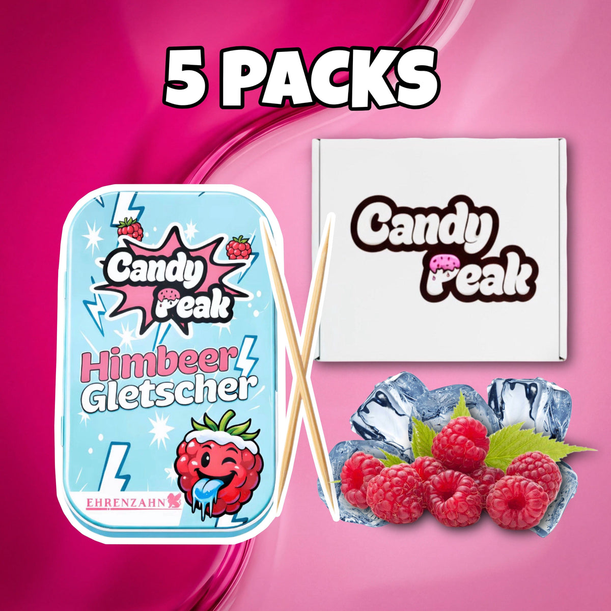 CandyPeak 5x CandyPeak HimbeerGletscher Zahnstocher (100stk)