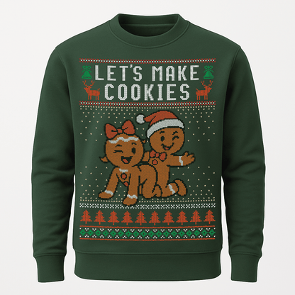 Shirtee Unisex Sweatshirt Bottle Green / XS UGLY SWEATER „Let's make cookies“  - Unisex Pullover