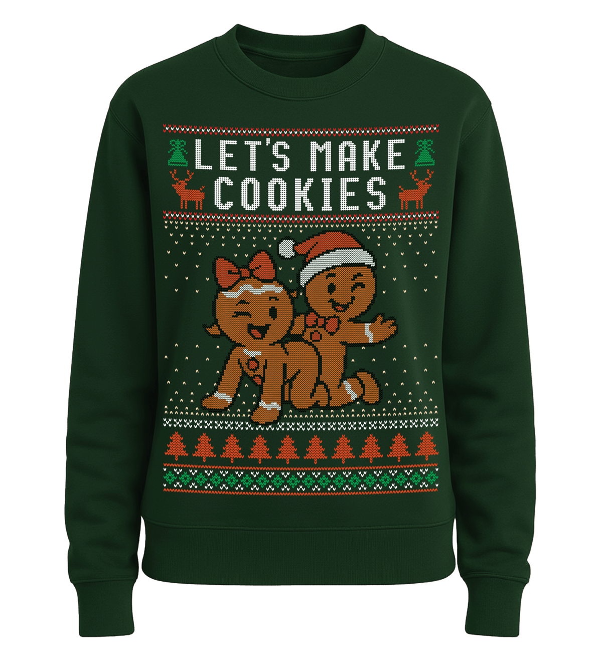 Shirtee Unisex Sweatshirt Bottle Green / XS UGLY SWEATER „Let's make cookies“  - Unisex Pullover