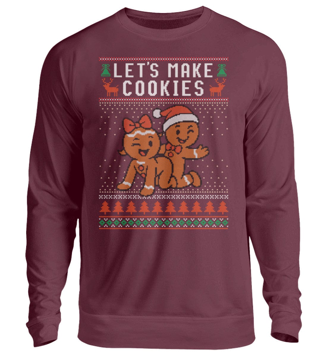 Shirtee Unisex Sweatshirt Burgundy / XS UGLY SWEATER „Let's make cookies“  - Unisex Pullover