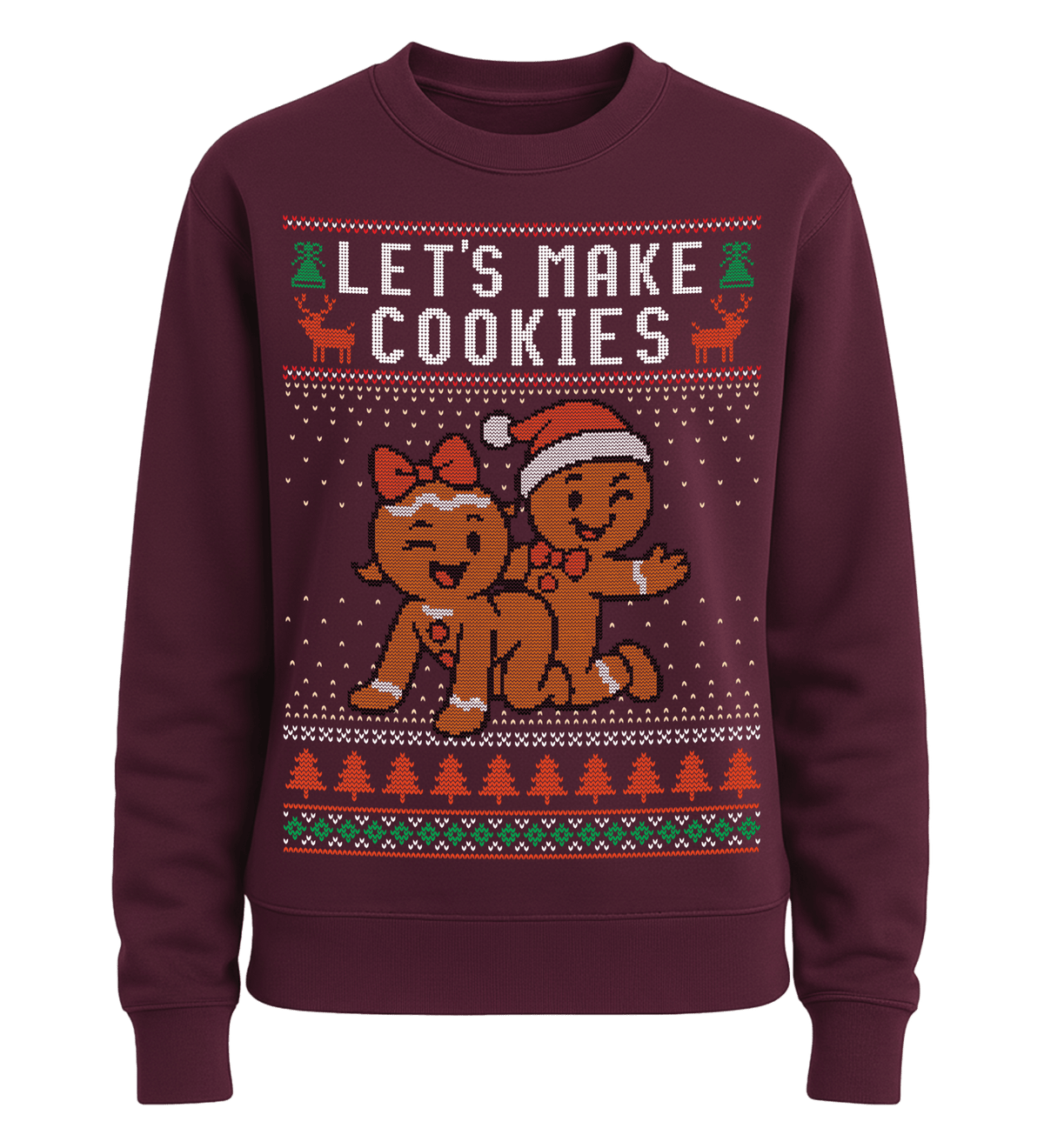 Shirtee Unisex Sweatshirt Burgundy / XS UGLY SWEATER „Let's make cookies“  - Unisex Pullover