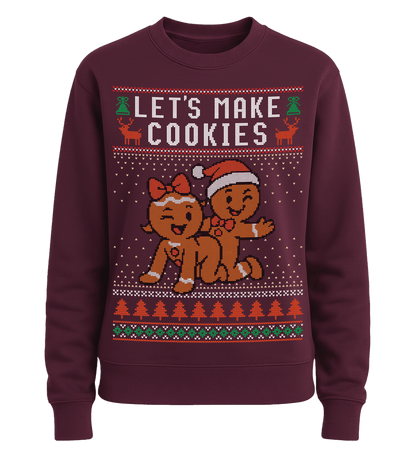 Shirtee Unisex Sweatshirt Burgundy / XS UGLY SWEATER „Let's make cookies“  - Unisex Pullover
