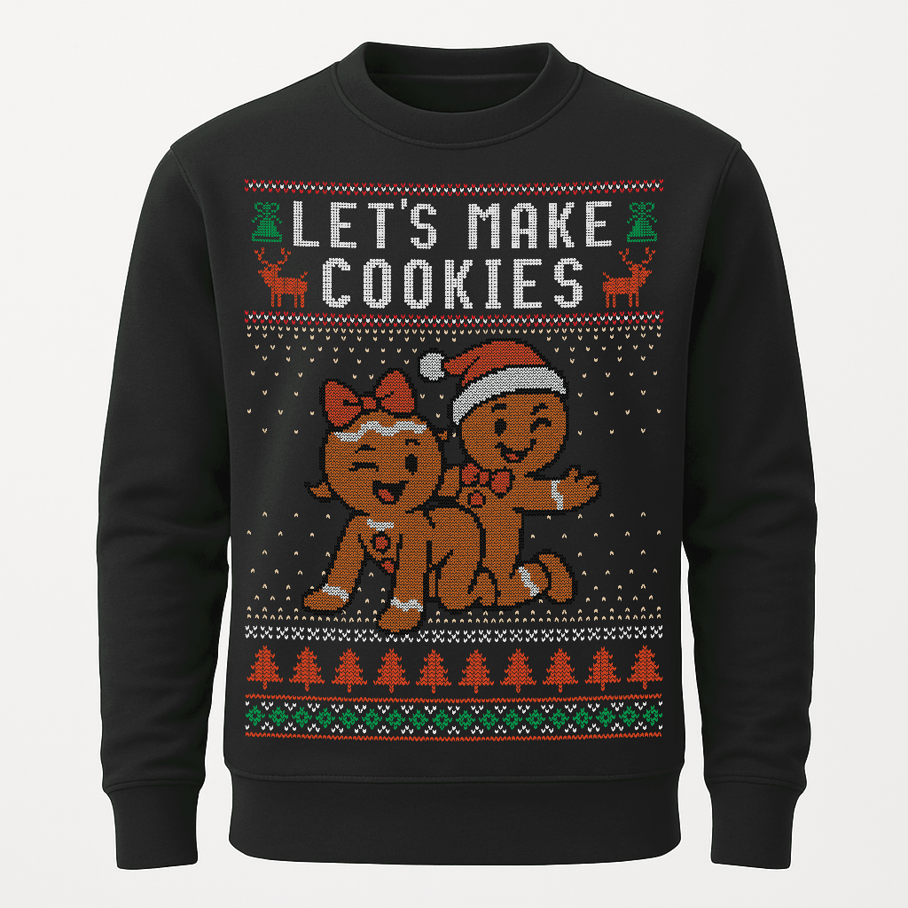 Shirtee Unisex Sweatshirt Deep Black / XS UGLY SWEATER „Let's make cookies“  - Unisex Pullover