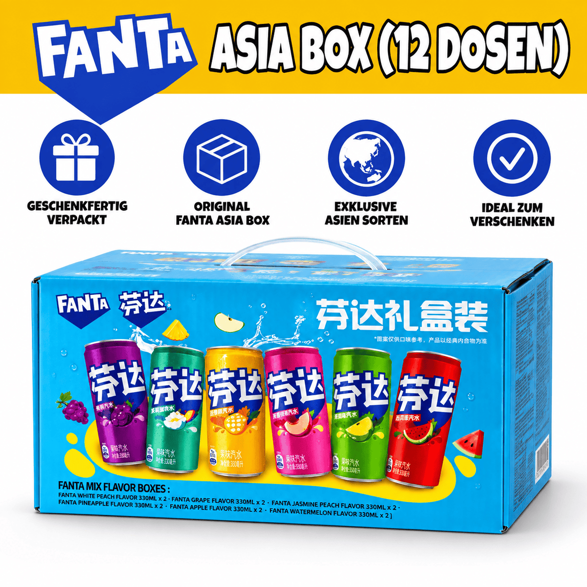Fanta Fanta Asia Geschenkbox mit 6 versch. Sorten (6x2 Dosen à 330ml)