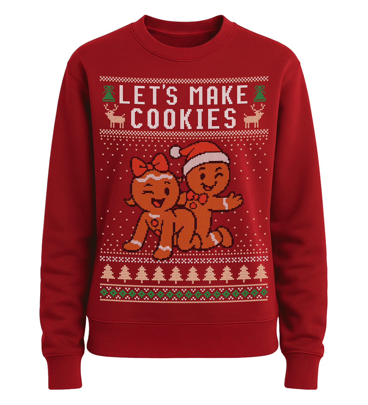 Shirtee Unisex Sweatshirt Fire Red / XS UGLY SWEATER „Let's make cookies“  - Unisex Pullover