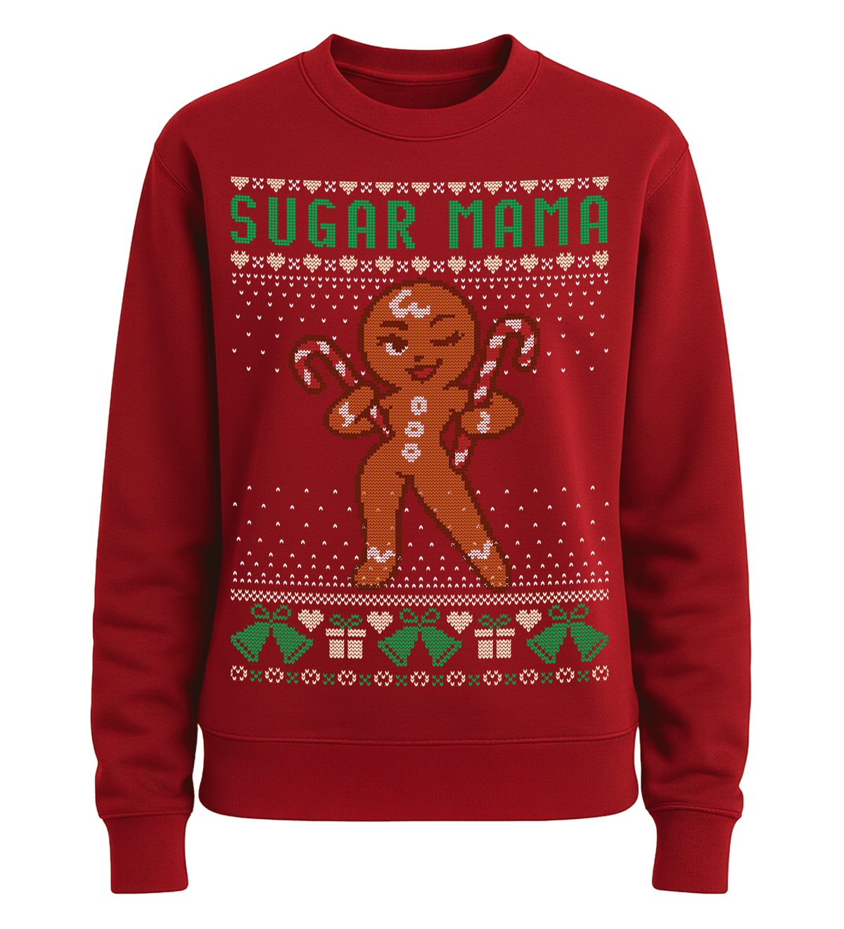 Shirtee Unisex Sweatshirt Fire Red / XS UGLY SWEATER „Sugar Mama“  - Unisex Pullover