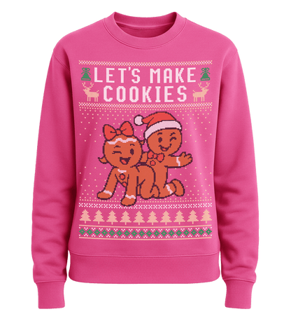 Shirtee Unisex Sweatshirt Hot Pink / XS UGLY SWEATER „Let's make cookies“  - Unisex Pullover