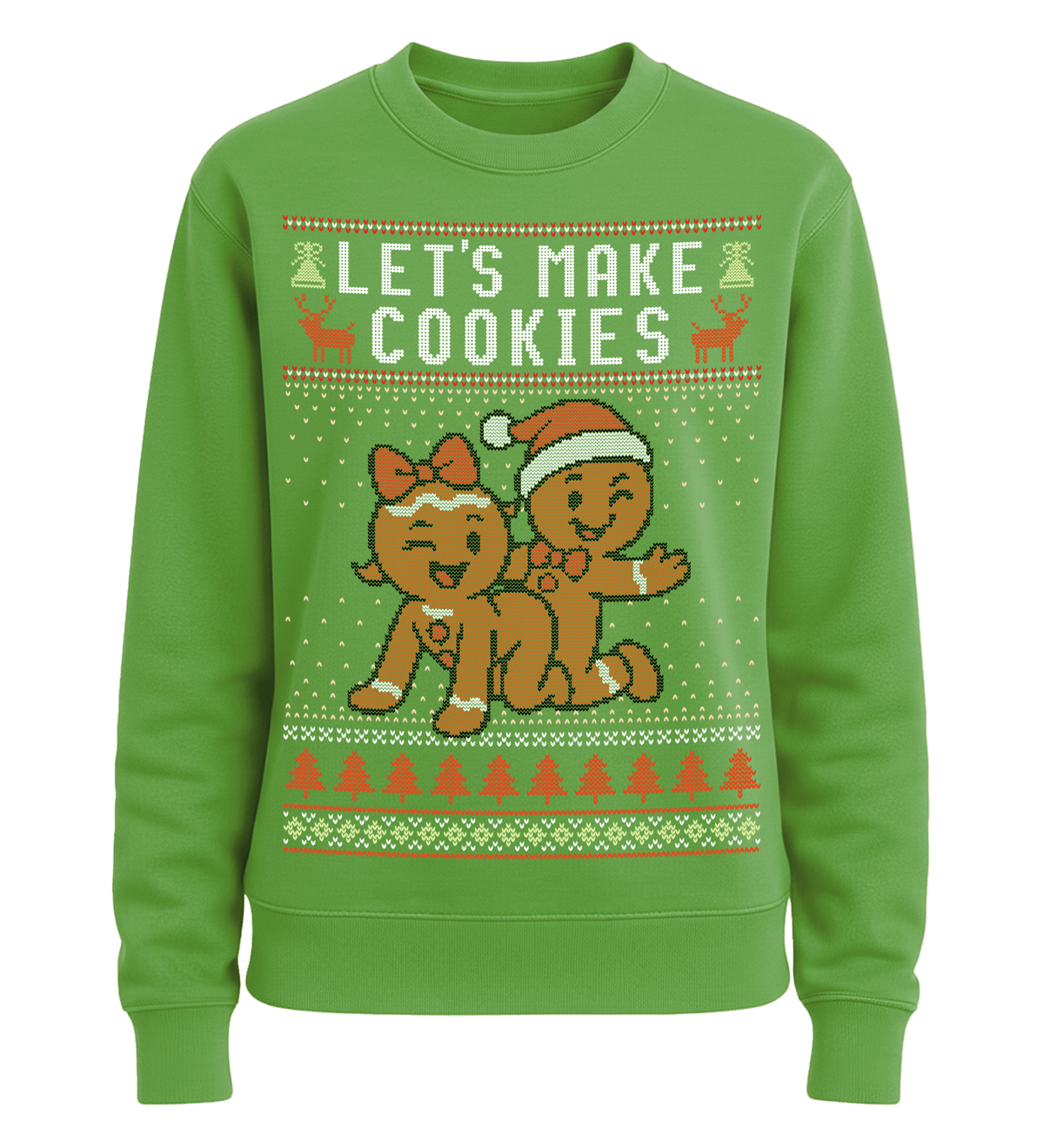 Shirtee Unisex Sweatshirt Lime Green / XS UGLY SWEATER „Let's make cookies“  - Unisex Pullover