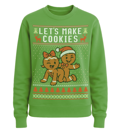 Shirtee Unisex Sweatshirt Lime Green / XS UGLY SWEATER „Let's make cookies“  - Unisex Pullover