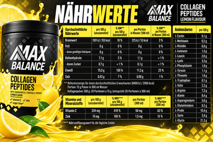 Max Balance Max Balance - Collagen Peptides Lemon Flavour 300g (inkl. Tendoforte/Fortigel/Verisol)