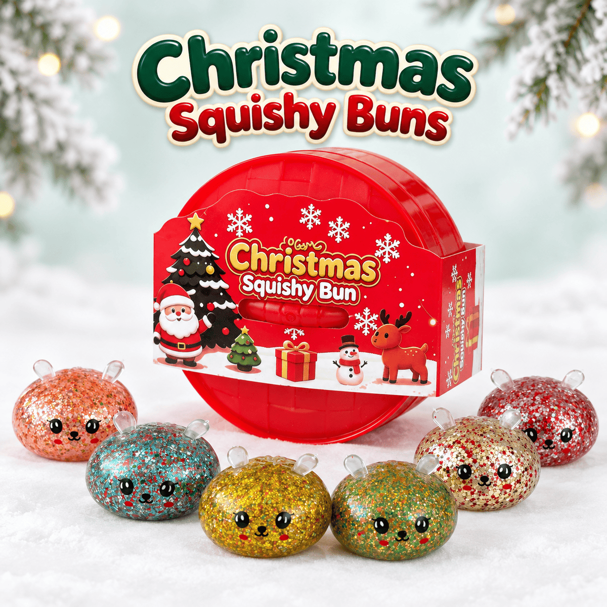 CandyPeak Mystery Squishy Buns, 100% Glitter garantiert (Christmas Edition)