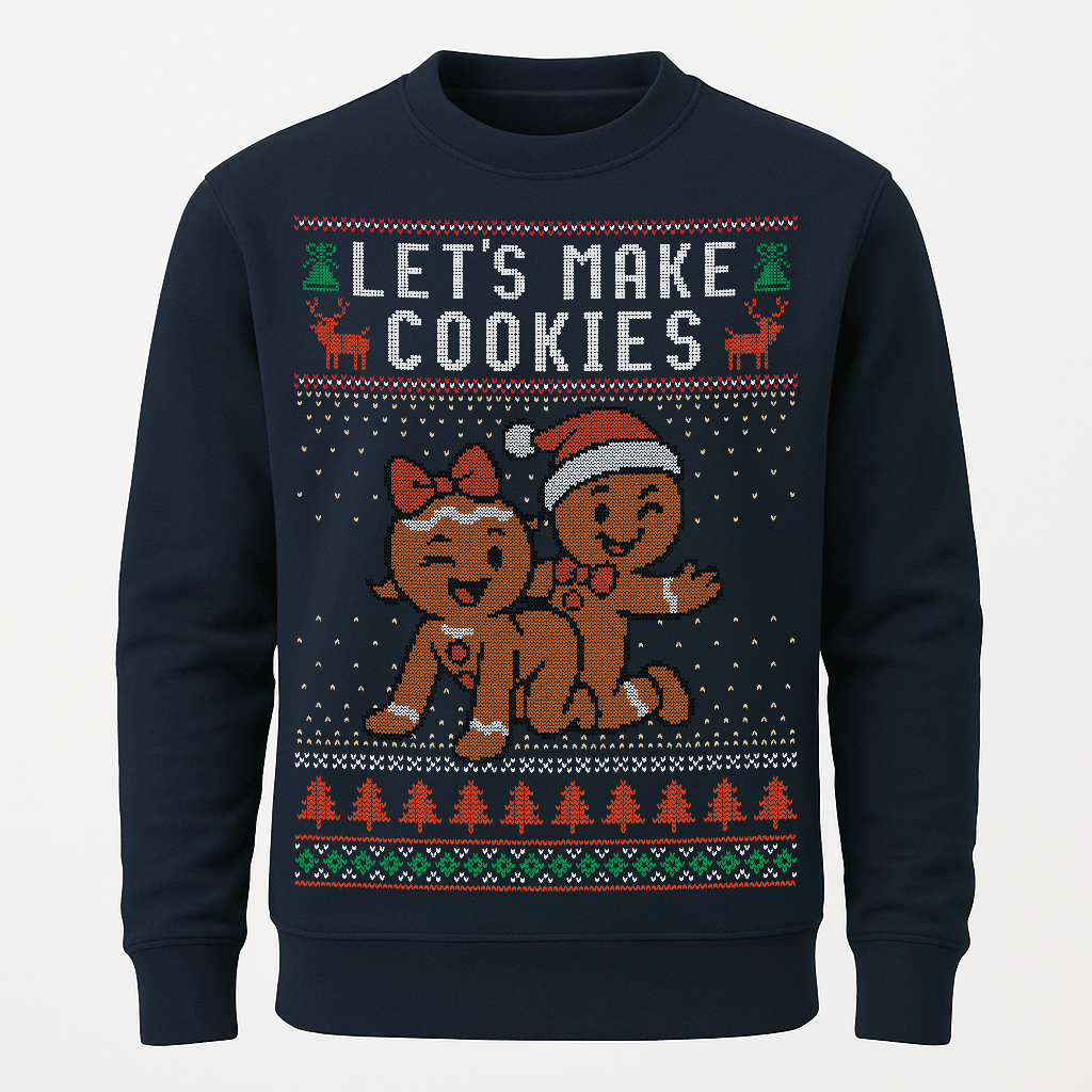 Shirtee Unisex Sweatshirt Oxford Navy / S UGLY SWEATER „Let's make cookies“  - Unisex Pullover