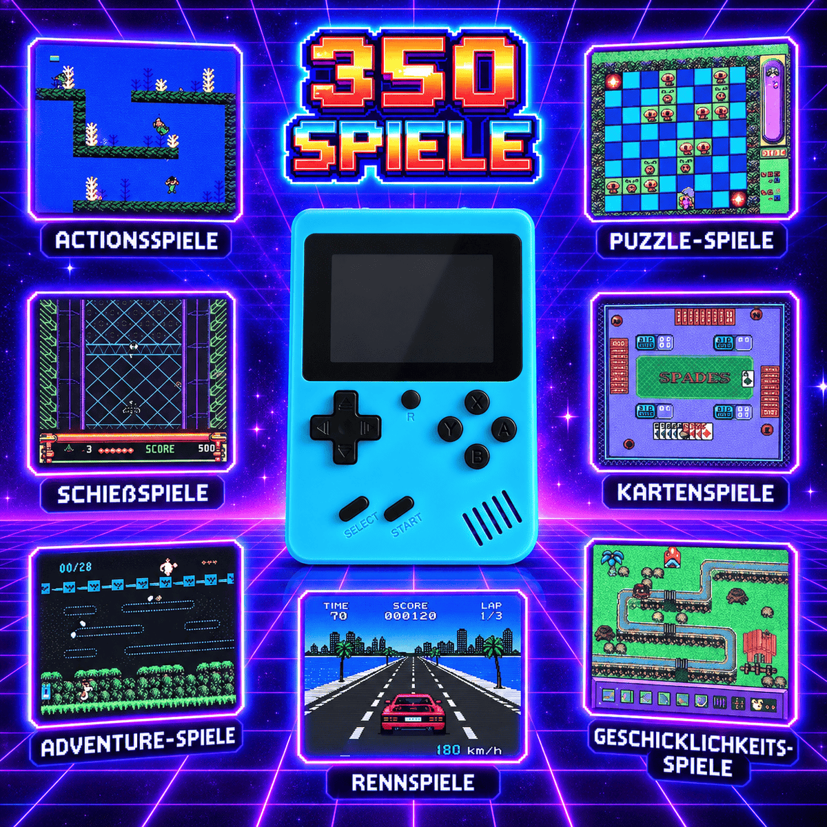 CandyPeak Retro Konsole mit 350 Spielen integriert (Adventure/Action/Rennen/Puzzle uvm.)