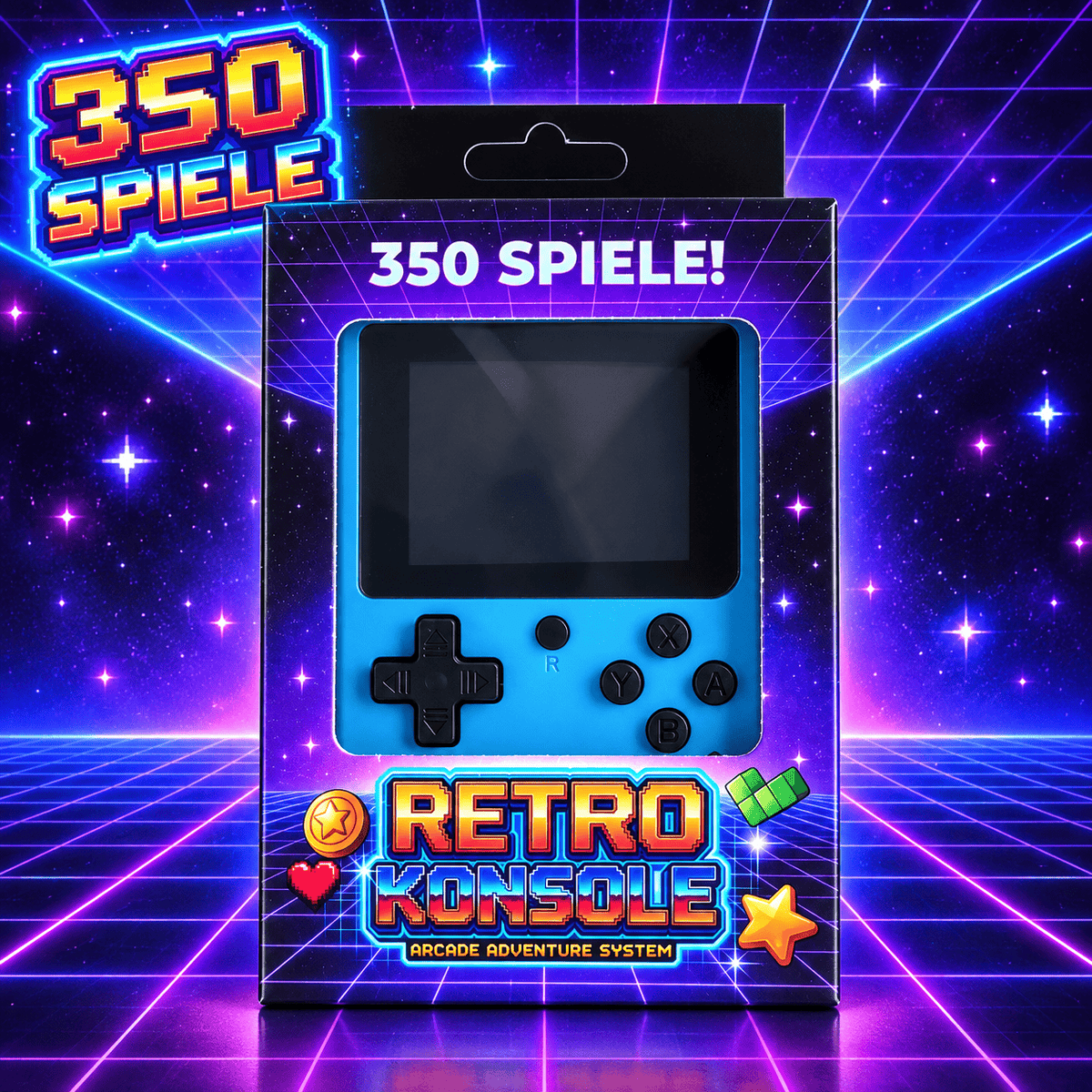 CandyPeak Retro Konsole mit 350 Spielen integriert (Adventure/Action/Rennen/Puzzle uvm.)