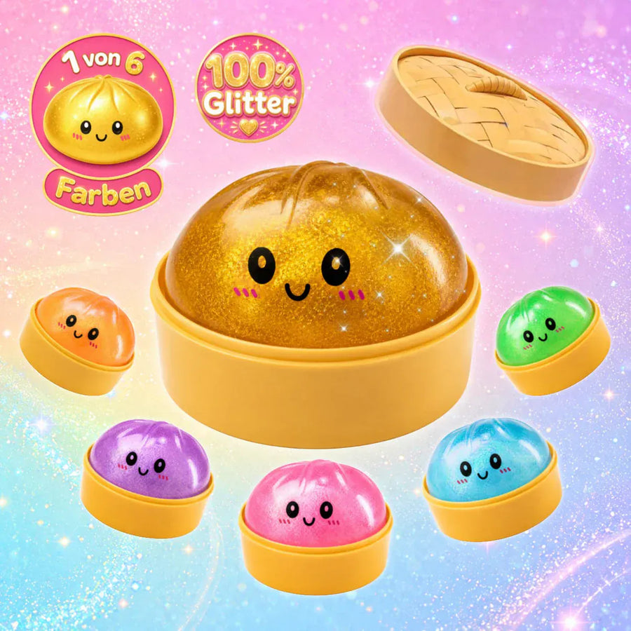 Squishy Squeeze Dumpling Buns - 100% Glitter Dumpling garantiert, Anti Stress Spielzeug 10cm (zufällige Farbe)