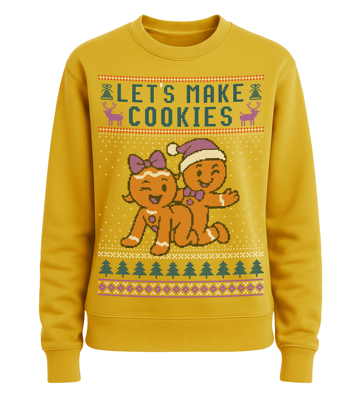 Shirtee Unisex Sweatshirt Sun Yellow / XS UGLY SWEATER „Let's make cookies“  - Unisex Pullover