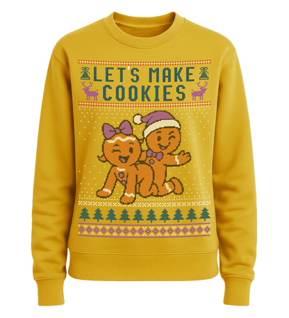 Shirtee Unisex Sweatshirt Sun Yellow / XS UGLY SWEATER „Let's make cookies“  - Unisex Pullover